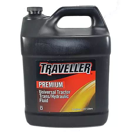 It is sold in 2 gallon jugs and you will need approximately 6 gallons or 3 jugs. . Traveller universal hydraulic oil specs